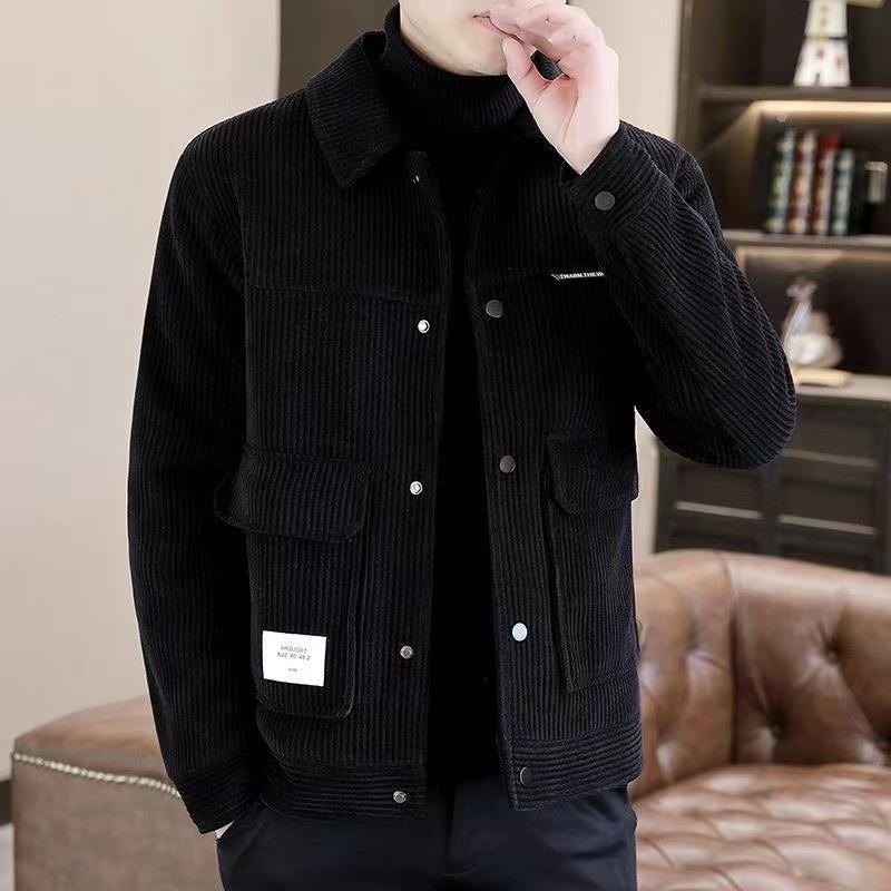 

2025 новая повседневная куртка мужская корейская версия тренд лацкан теплая вельветовая куртка молодежная одежда мужская одежда 4XL recommends 190-105kg