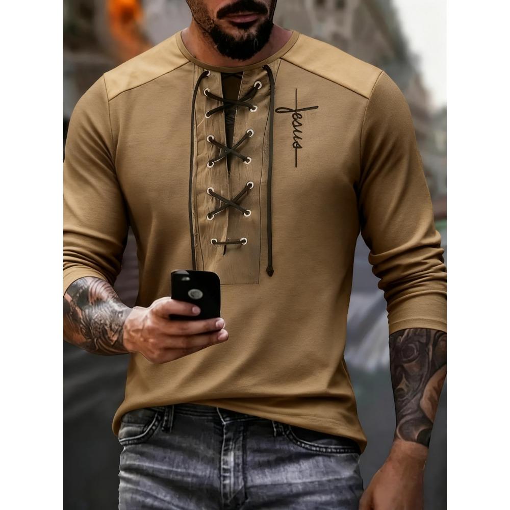 

Мужская футболка с длинным рукавом с 3D-принтом, осенняя футболка с круглым вырезом, оверсайз, рубашка с принтом креста, мужская одежда 5XL