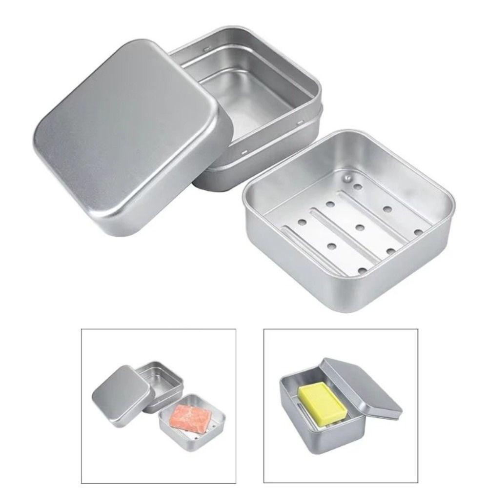 Portable Aluminum Drain Box Double-layer Travel Water Filter Soap Box Square Storage Container