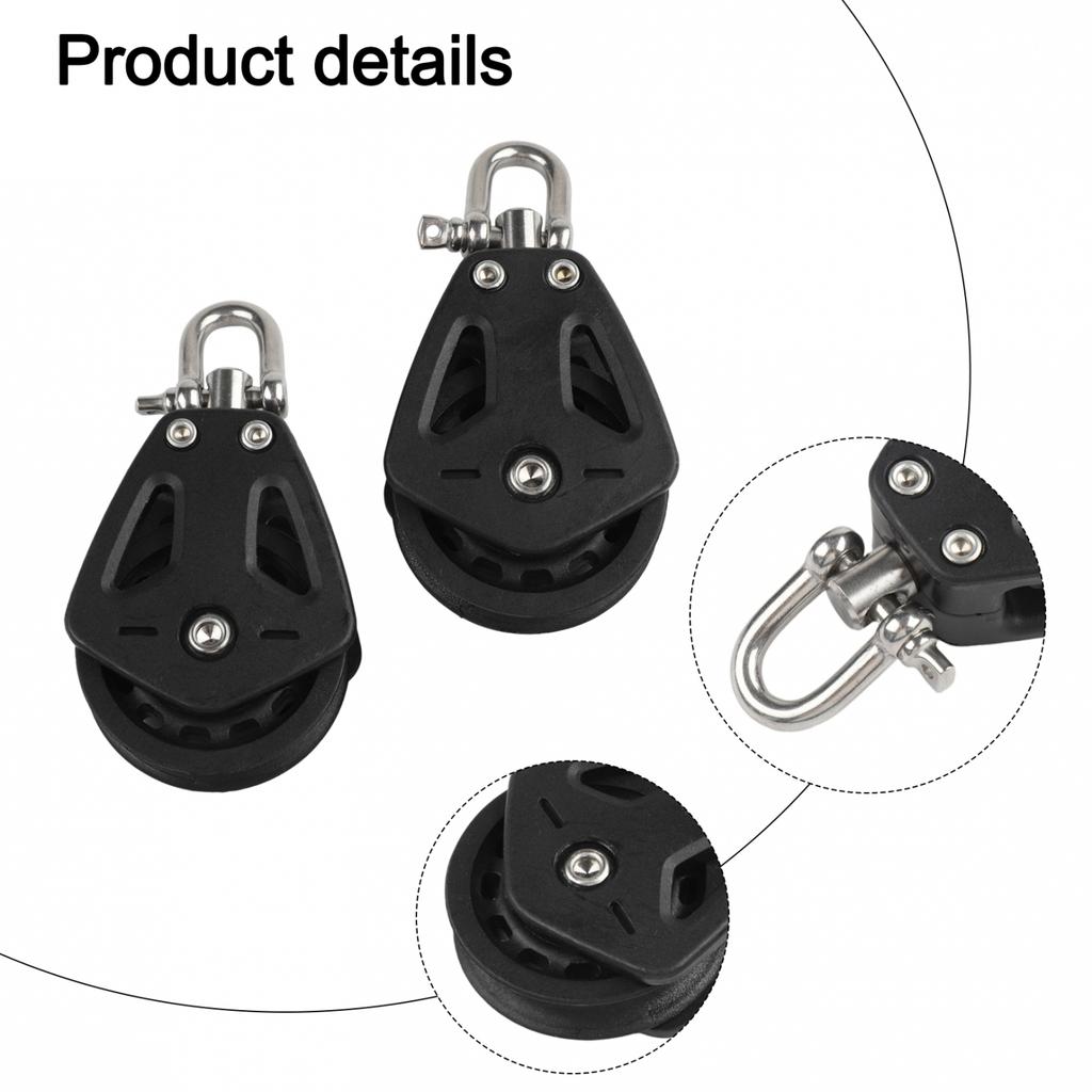 Set of 2 Heavy Pulley Blocks for Marine Use with Enhanced Bearing System