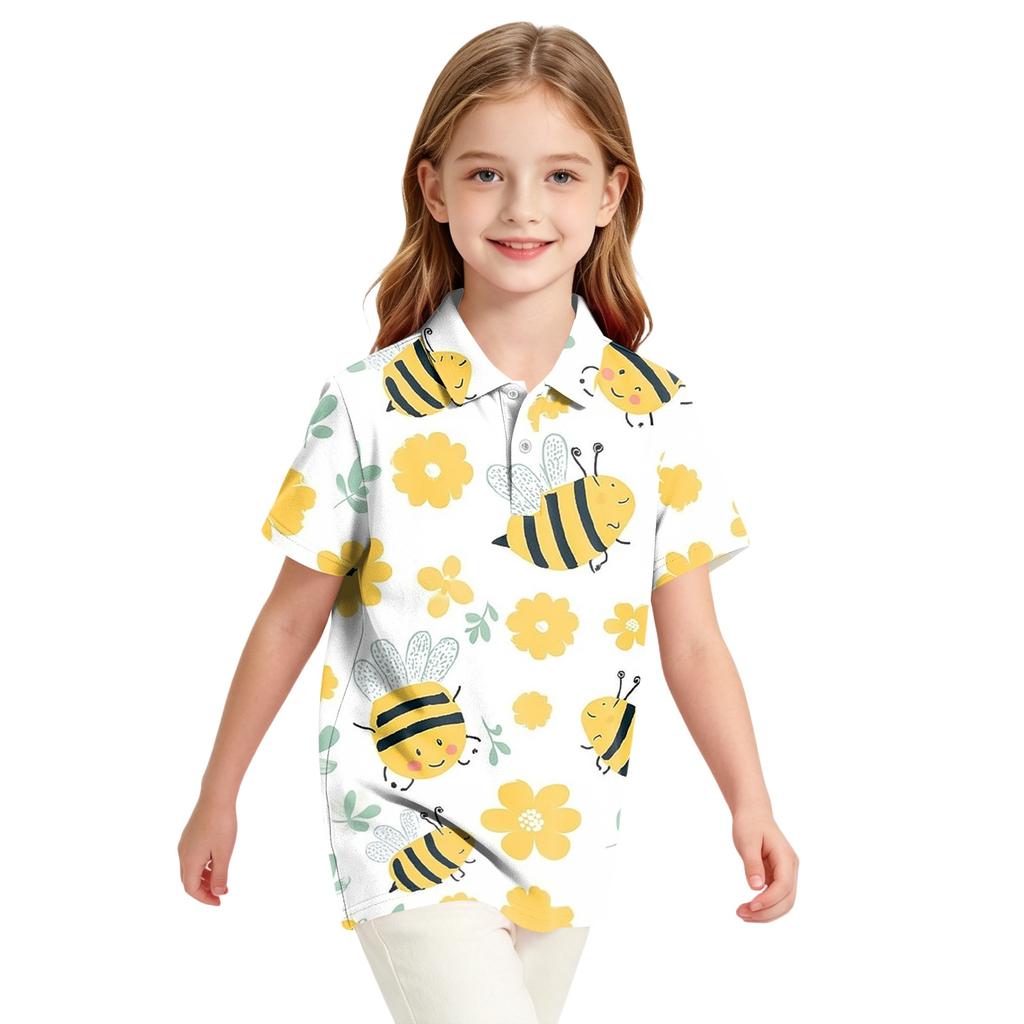Girls' Polka Dot Print School Uniform T-Shirt for Casual and Formal Wear