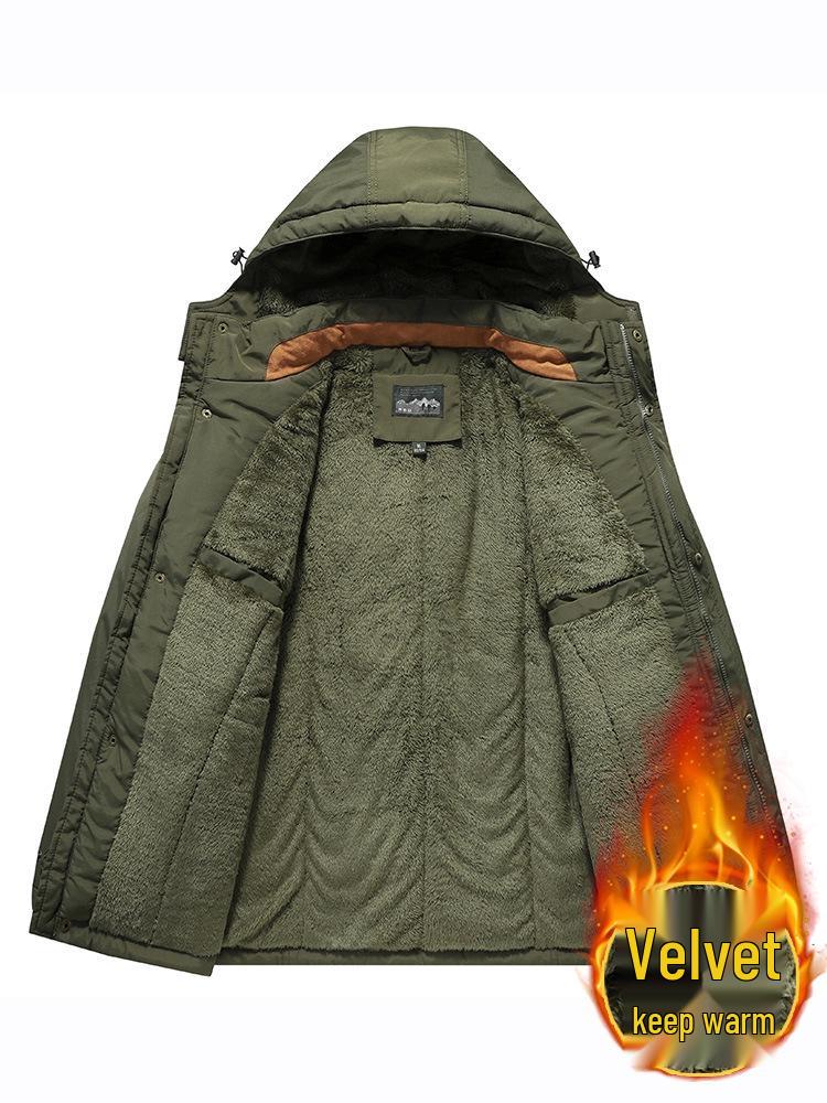Men's Outdoor Thickened Mid-Length Velvet Jacket: Versatile, Stylish Windbreaker for Winter Cold Protection