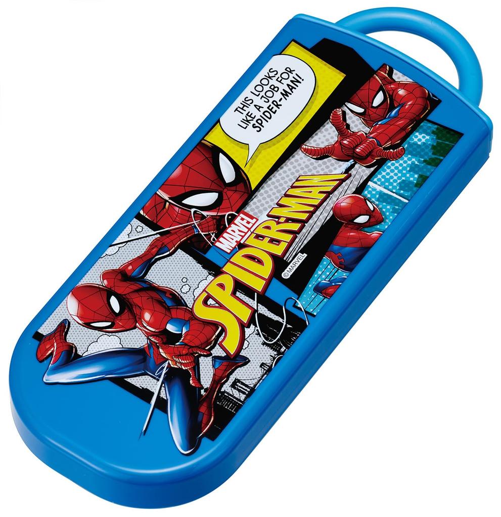 Skater Lunch Box Trio and Antibacterial Made in 25 Years TACC2AG Kids' Set, Chopsticks, Spoon, Fork, Cutlery, Easy-Open Slide-Open Design, Japan,