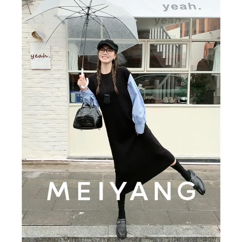 Meiyang Color-Block Faux Two-Piece Dress M