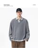 Pánská retro streetwearová mikina polo s dlouhým rukávem - Dvoudílný ležérní úplet s límečkem pro podzim/zimu