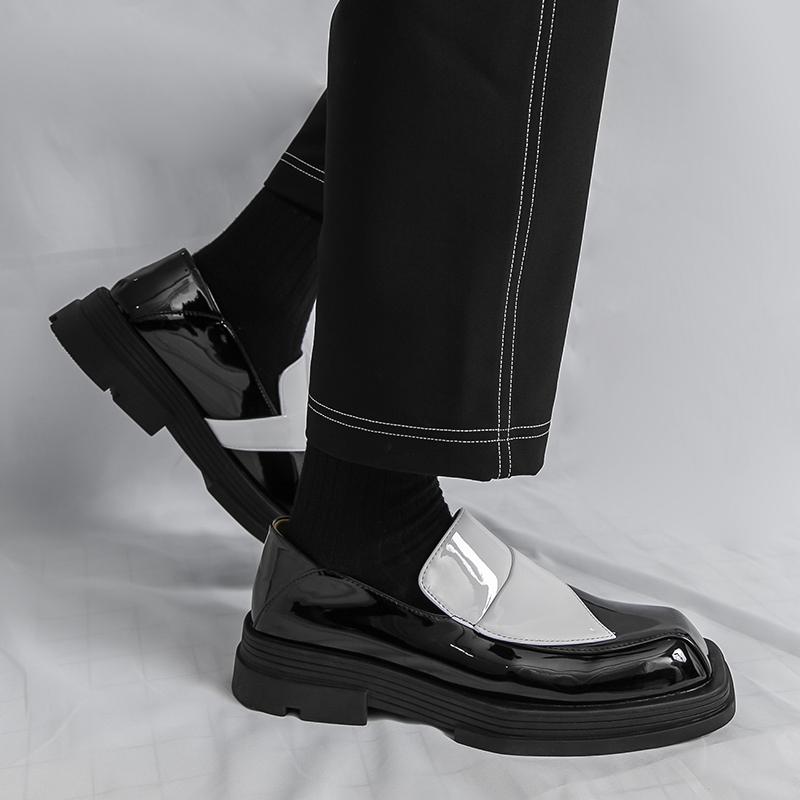 Fashion New men's leather shoes Designer Trendy Styles Office and leisure party 38-46 Outdoor street Thick soled white Color blocked