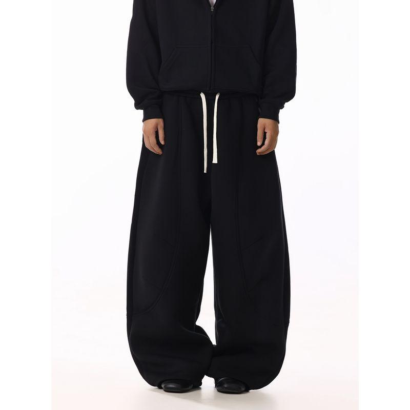 American Retro Deconstructed Design Curved-Leg Sweatpants for Men, High-End Loose-Fitting Versatile Casual Sports Couple Pants