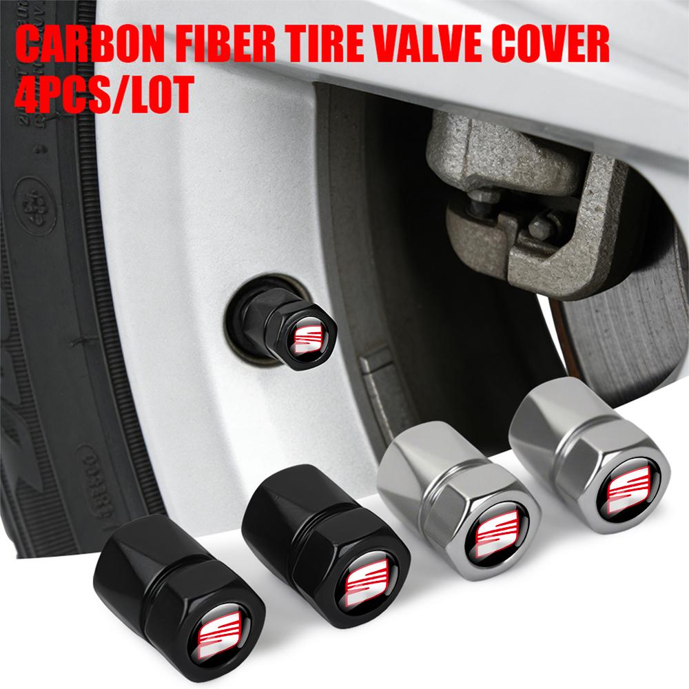 Wzbn2 4Pcs Car Decoration Wheel Tire Valve Caps Cover Badge For SEAT Ibiza Cupra FR Racing Arona Ateca Altea Arosa E-Racer Formentor