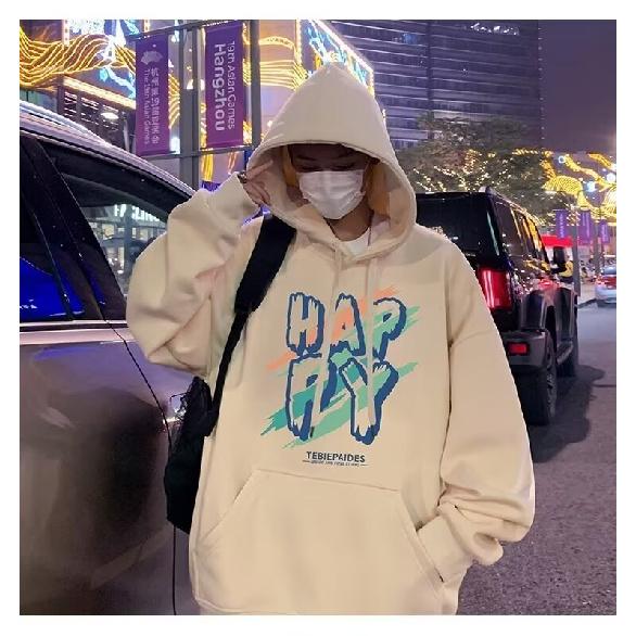 

Мужской свитер с капюшоном, повседневный свободный модный топ с буквенным принтом, универсальное пальто 5XL абрикосовый