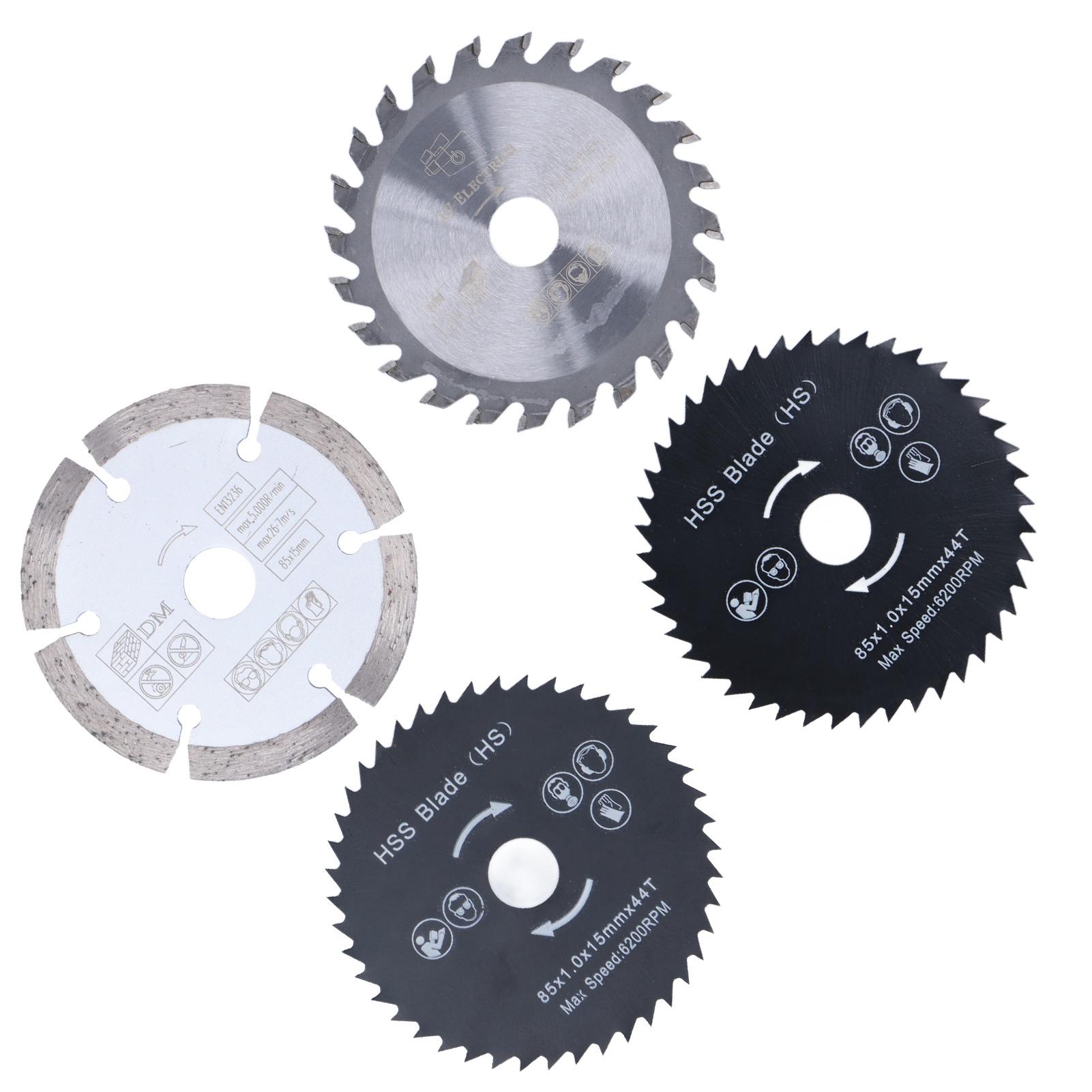 

Набор из 4 мини-дисков для циркулярной пилы, из легированной стали, режущий ротационный инструмент, колесо для дерева, пластика, 85 мм