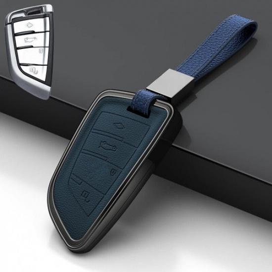 Leather Zinc Alloy Car Key Case Cover For BMW 1 2 3 6 7 8 X1 X2 X3 X4 X5 X6M X7