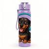 1PC Dachshund Dog Wearing Headphone Print 750ml Color Plastic Sports Water Bottle Leakproof Flip Straw Lid Suitable for Sports Office Home Use