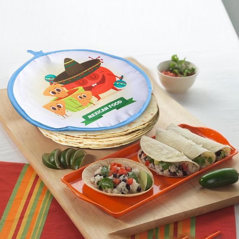 30cm Cloth Bag Burrito Portable Tortilla Warmer Pouch Kitchen For Microwave Restaurant Food Pancake Heat Resistant Printed Flour