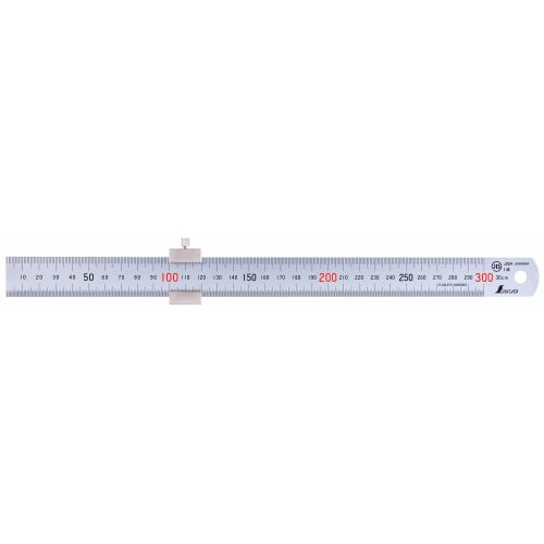 Shinwa Sokutei 30cm Silver Ruler with Stopper, 76752