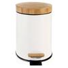 Kosz Na Śmieci Metalowy Bambusowy Biały Z Pedałem Wiadrem Łazienkowy 3L