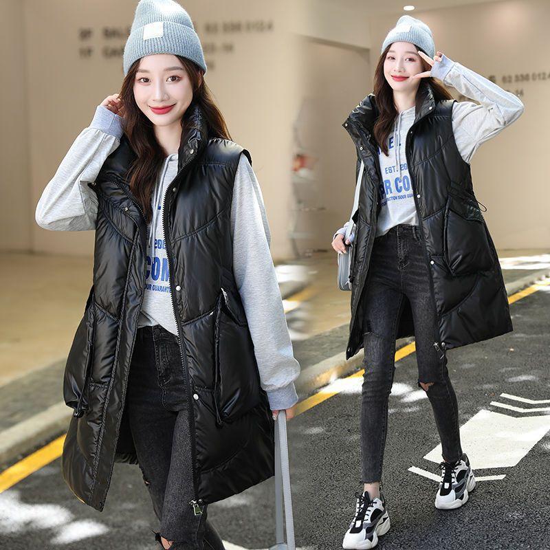 New leave-in glossy down cotton vest women's medium and long autumn and winter thickened vest jacket