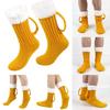 Funny 3D Beer Mug Knitted Socks Men's Padded Warm Mid-Calf Socks Women Winter Soft Sleep Floor Socks Woolen Socks Christmas Gift