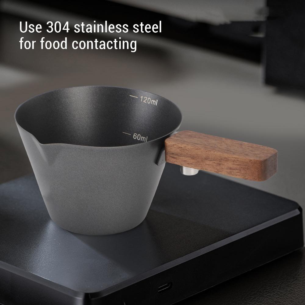 Wooden Handle Measuring Cup Clear Scale Measuring Spoon Convenient Milk Frothing Cup Latte Art