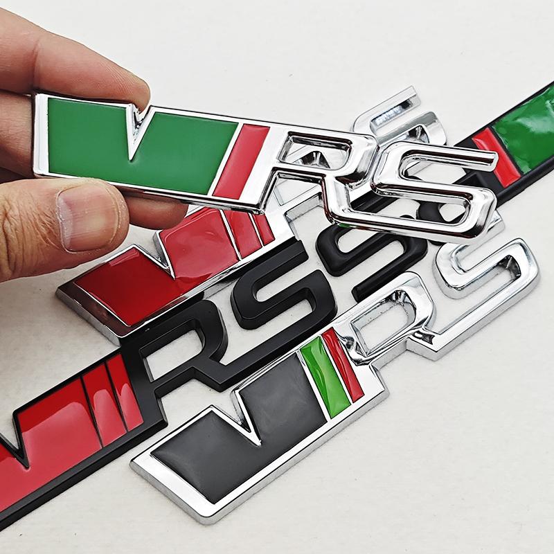 QPZF2 3D Metal Logo VRS Sticker Letters Emblem Car Front Grille Fender Side Trunk Badge For Skoda RS VRS Stickers Accessories