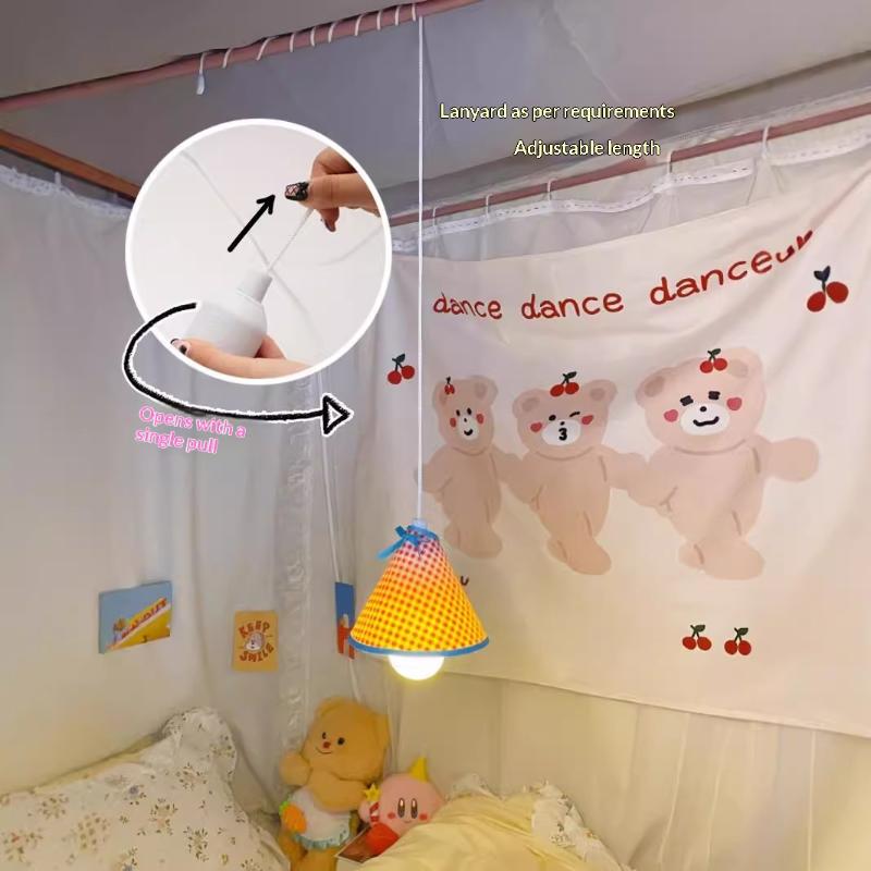 Hanging Wall Mounted Mini Night Lamp Pull Cord Switch Bedside Pendant Light Cute Decor Lighting For Bedroom Dorm Room Use