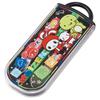 Skater Lunch Box Trio Set Chopsticks Spoon Fork Maizen Sisters for Children Antibacterial Treatment Easy to Open Sliding Type Made in Japan TACC2AG-A