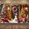 Merry Christmas Background Supplies Winter Snowman Santa Claus Backdrop Xmas Tree Party Decoration Christmas Photography Props