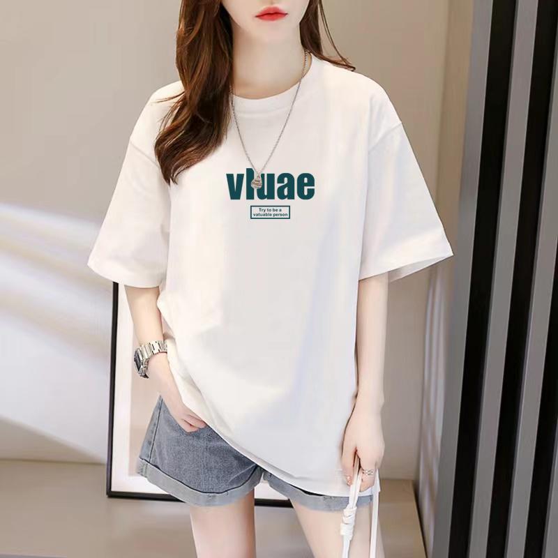 

2025 новый хлопковый топ средней длины и оверсайз, нишевая футболка с коротким рукавом, базовая рубашка S