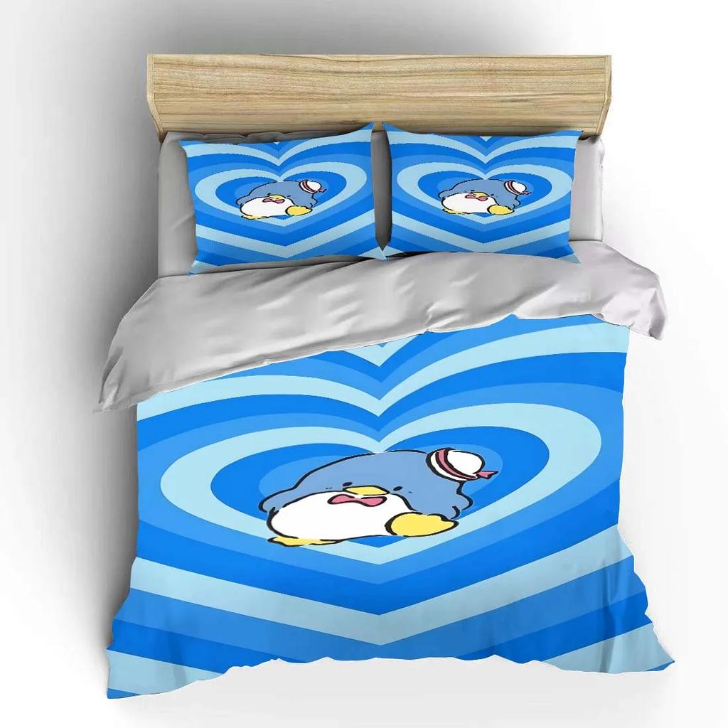 Tuxedo Sam Sanrio Bedding Set Hello Kitty Children Fashion 3 Pieces Set King Size Bed Set US Twin Adult Bed Cover Bedroom Duvet