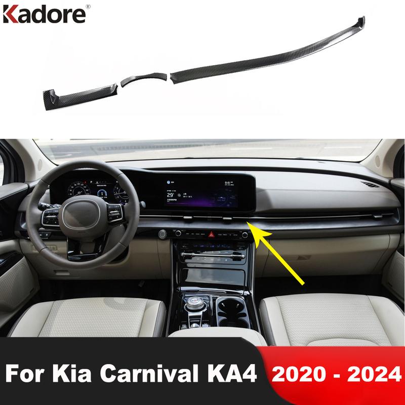 

Накладка на панель центральной консоли и приборную панель автомобиля Для Kia Carnival KA4 2024 Аксессуары для интерьера из углеродного волокна