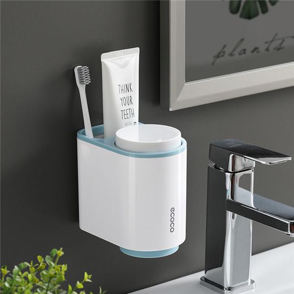 Toothbrush Holder Wall Mounted Automatic Toothpaste Dispenser Magnetic Toothpaste Squeezer Whit 4 Cup
