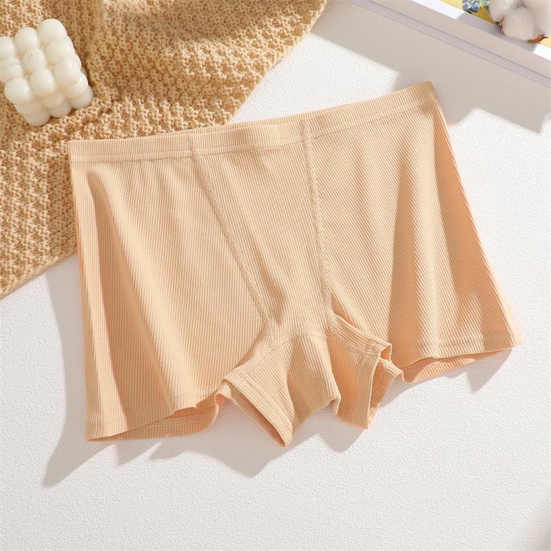 S-XXL Cotton Boyshorts Underwear for Women Stretchy Breathable Panties Sexy Striped Low Waist Shorts Ladies Solid Color Lingerie