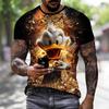 Casual T-shirt with Fun 3D Duck Digital Print, Loose and Breathable Round Neck Top for Men