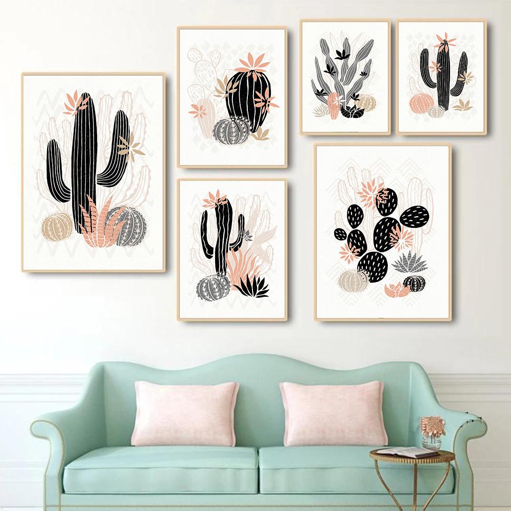 

Акварельный ботанический цветок кактуса, плакат с принтом, простой декор, настенная художественная картина для гостиной, дома
