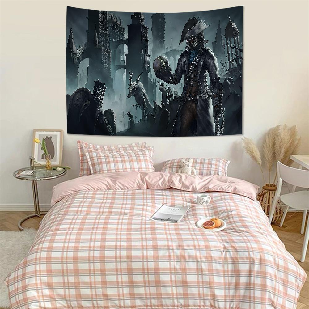 Game Bloodborne Cartoon Tapestry Art Science Fiction Room Home Decor Wall Hanging Sheets