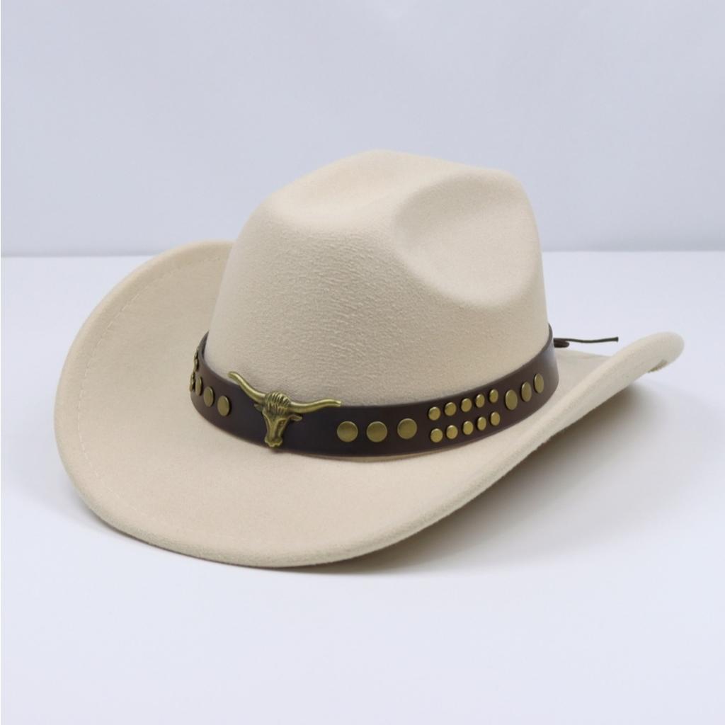 Popular cowhead jazz hat, vintage ethnic style wide-brimmed woolen hat, British gentleman's conical felt hat
