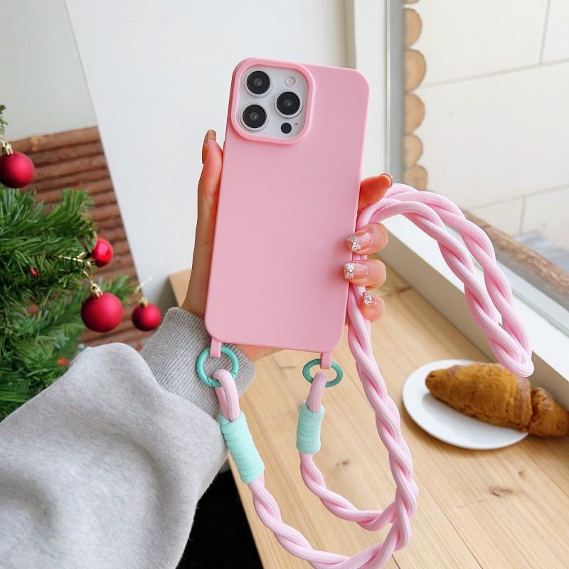 Shockproof Candy Lanyard Case For iPhone 17 Pro Max 14 12 11 13 15 16 Plus Air Crossbody Neck Cord Rope Strap Soft TPU Cover