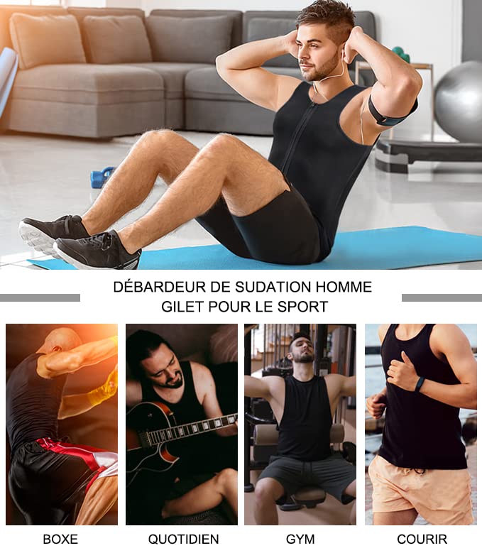 Sawaiko Sauna Double Heat and Warmth Men's Suit/Sauna Vest, Sweating, Stylish, Washable, Waterproof, Sweat-Eliminating, Sportswear, Stretch,