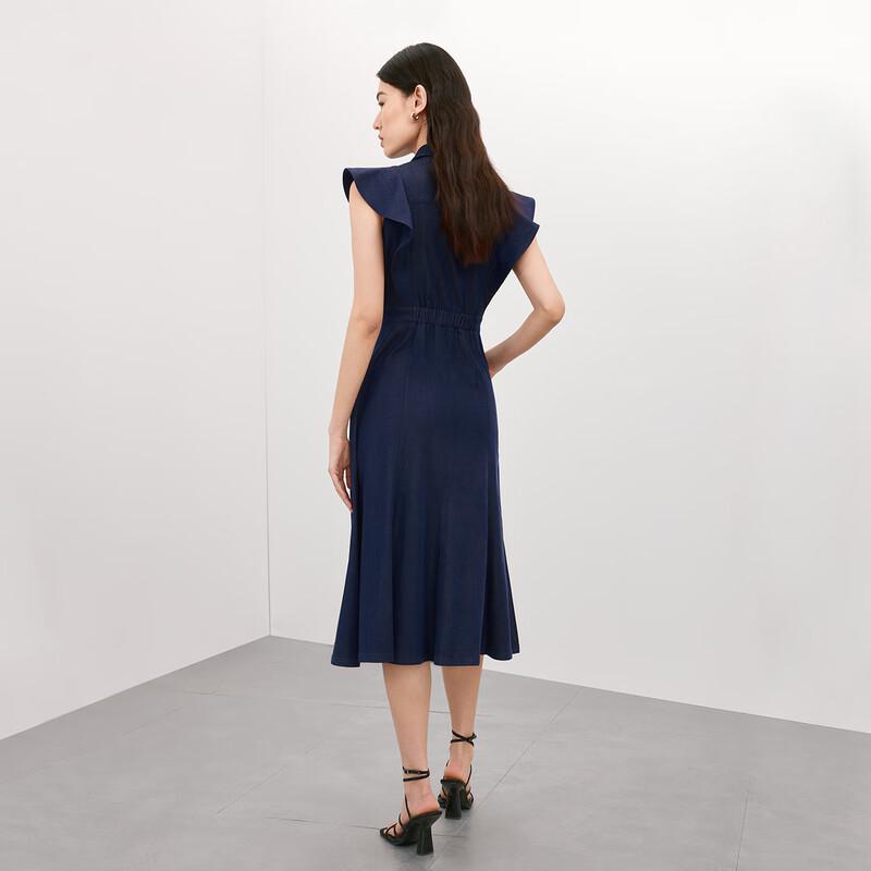 Veromoda 2025 Summer Ruffled Button Tencel-Blend Long Dress