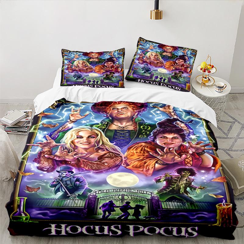 Halloween Horror Witch Bedding Set 3pcs, High Quality Bedding Set Including 1pc Duvet Cover And 2pcs Pillowcases for Bedroom, Dormitory Gift
