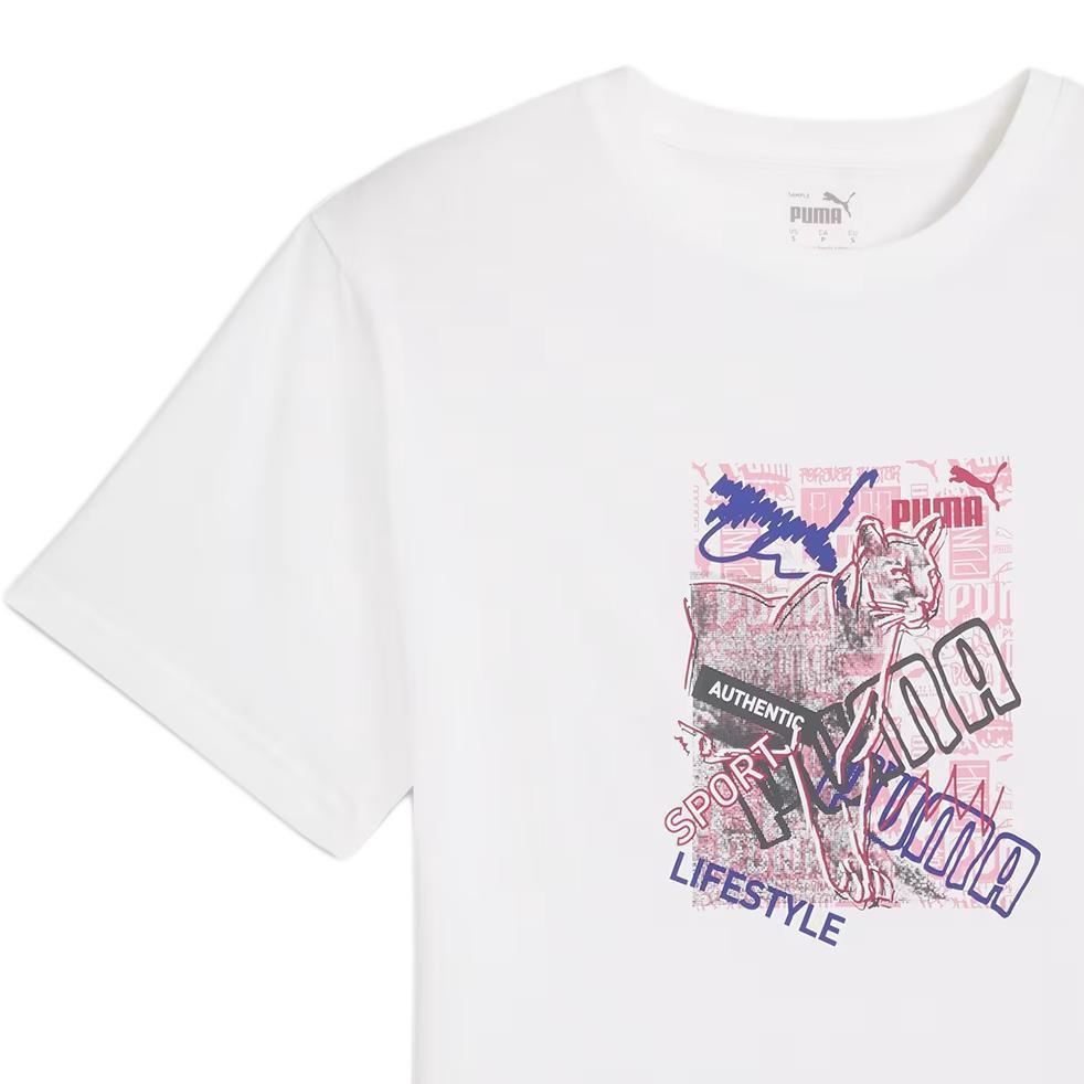 Puma Graphics Logo Letter Sweat-Absorbing Breathable Round Neck Short Sleeve T-Shirt Women T-Shirts 683242-02