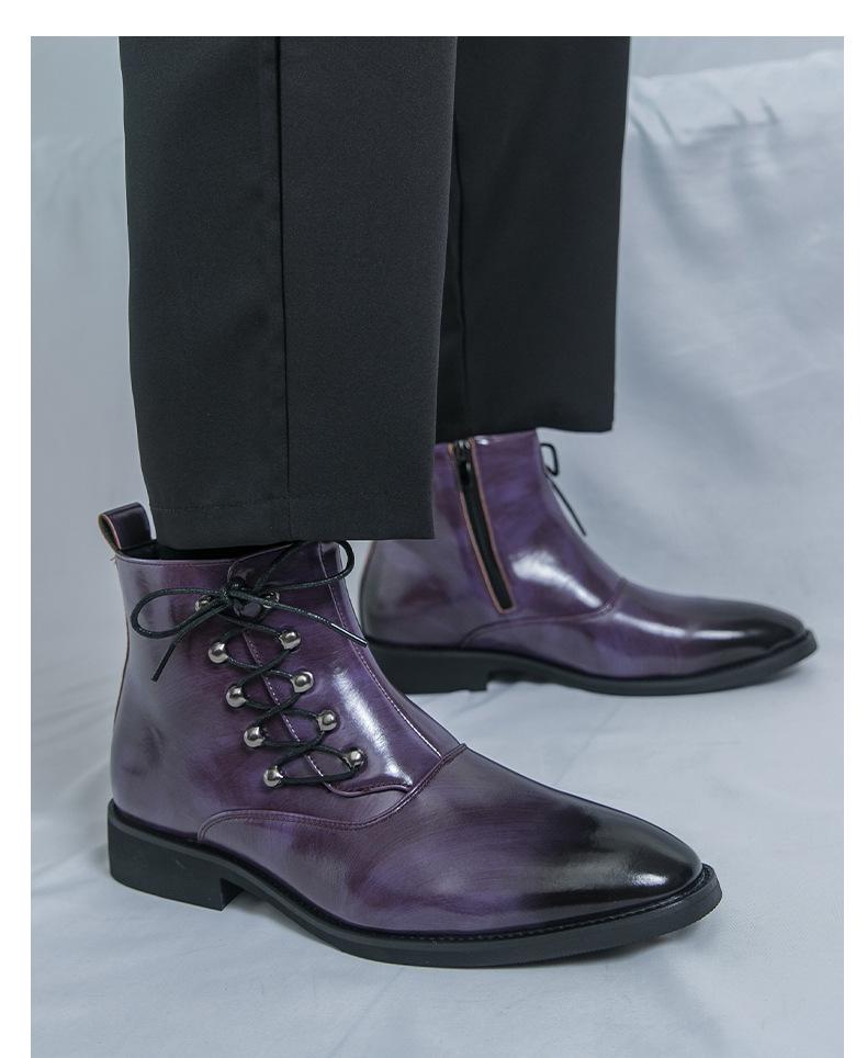 Men s Retro British-Style High-Top Leather Boots - Lace-Up Martin Knight Boots 42
