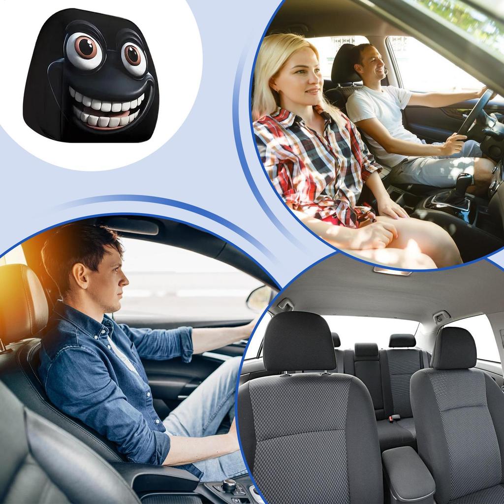 Car Seat Headrest Cover Cartoon Expressions Car Head Rest Cover 2 Pieces Anti-Scratch Interior Decor For SUV Truck Auto RV