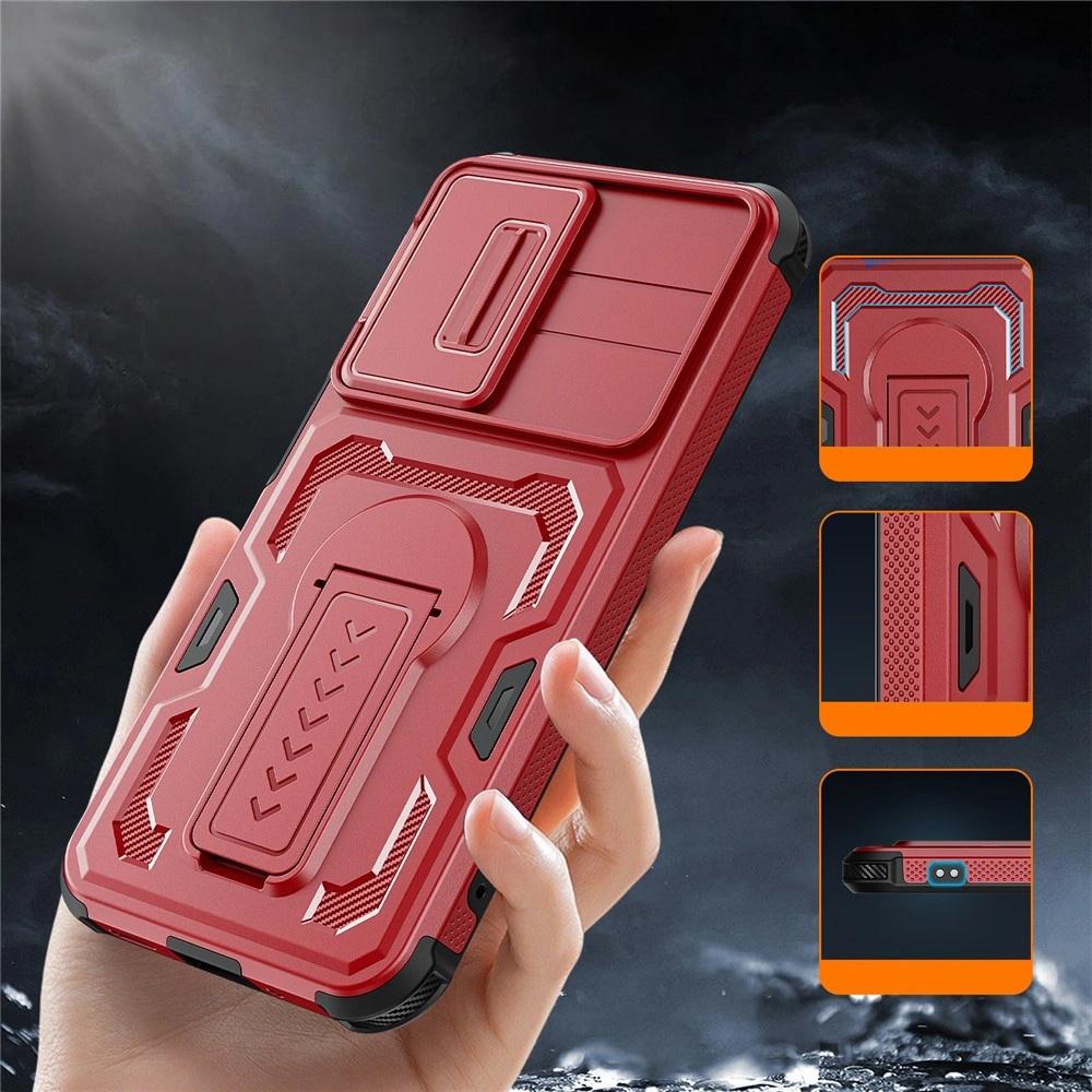 Armored case for Samsung Galaxy A27 5G, with camera shutter, red