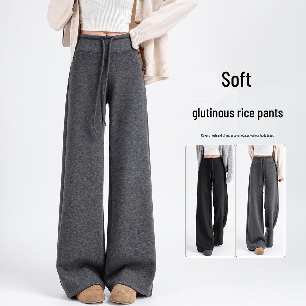Winter 2026 Damen High-Waist Woll-Schlaghosen mit Plus Samt und Eleganter Drapierung
