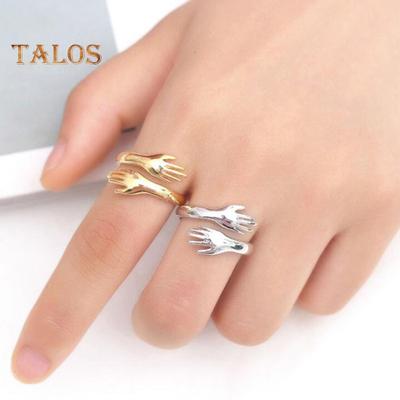 Offener Ring für Frauen, umarmende Form, verstellbar, einfarbig, poliert, galvanisiert, Retro-Fingerring, Valentinstagsgeschenk, Damenschmuck