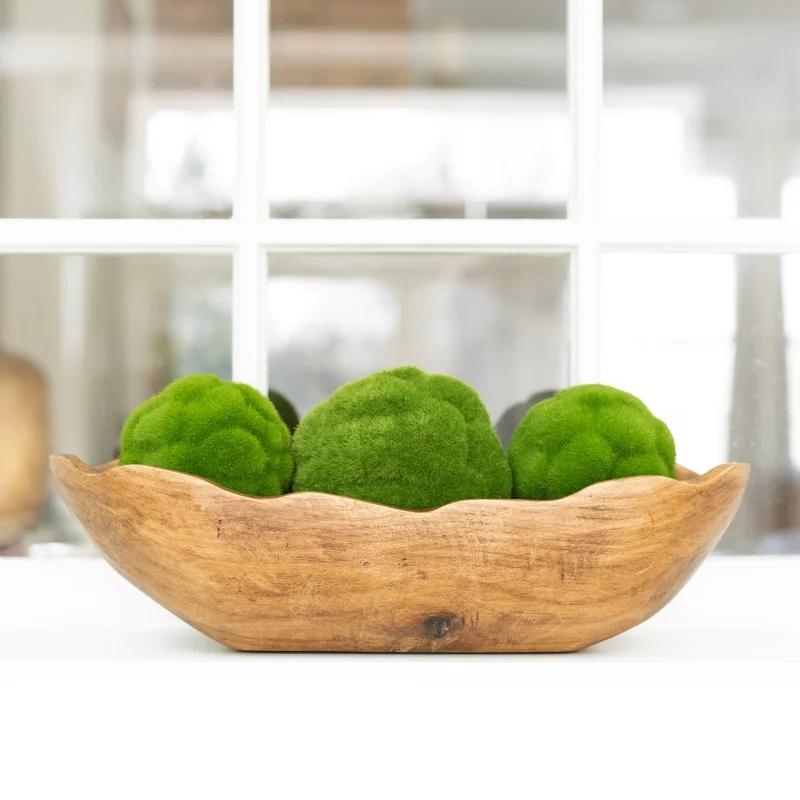 Indoor Decorative Dough Bowl Carved Wood Centerpiece Tabletop Decor Paulownia Wood Warm Aesthetic Home Accent Bowl Fillers