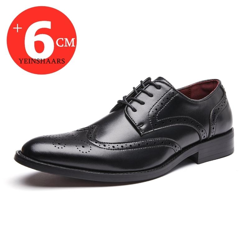 High Quality Height Increase Oxford Dress Shoes Men Genuine Cow Leather Suit Shoes Lift Brogues Wedding Formal Elevator Shoes