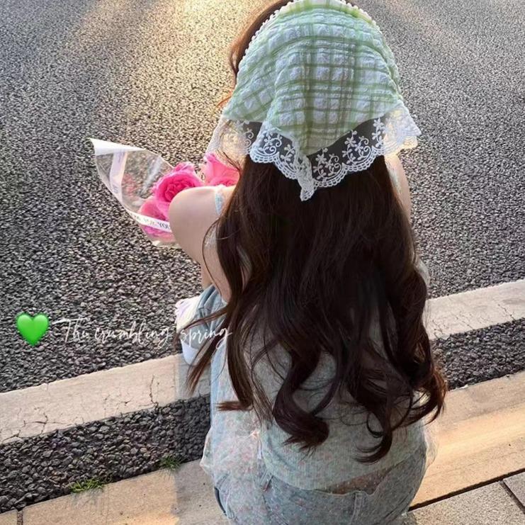 Women Triangular Scarf Summer Thin Sun Protection Lace Headscarf French Breathable Versatile Hair Band Funny Girl Cute Headscarf