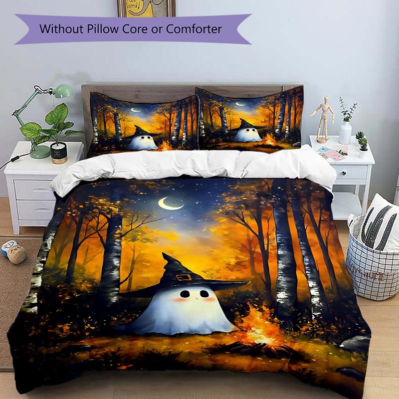 3pcs Ghost Forest Bedding Set, Includes Without Pillow Inserts, Soft Comfortable Bedding Set,All-Season Use A0924077