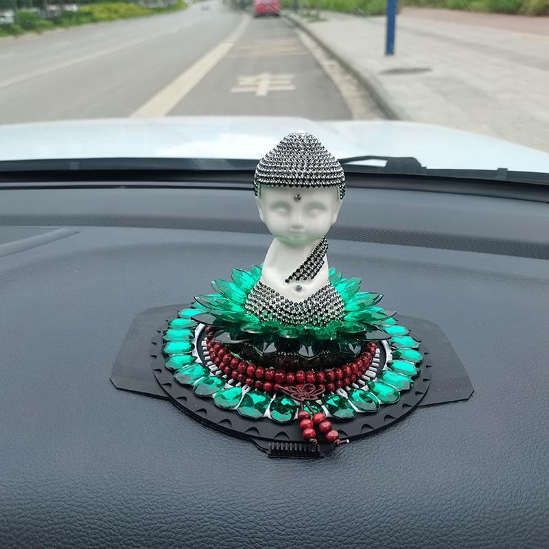 Ornamento profumatore per auto con diamante di cristallo, Maitreya Loto Buddista decorazione consolle centrale, eccetto odore benedizione regali per ragazzi
